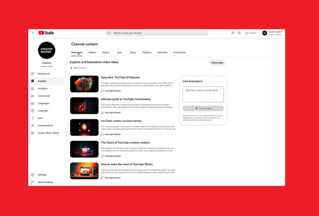 YouTube Previews Coming AI Parts in Its ‘Inspiration’ Tab