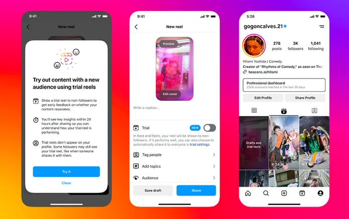 Instagram Launches Trial Reels for Viewers Sampling