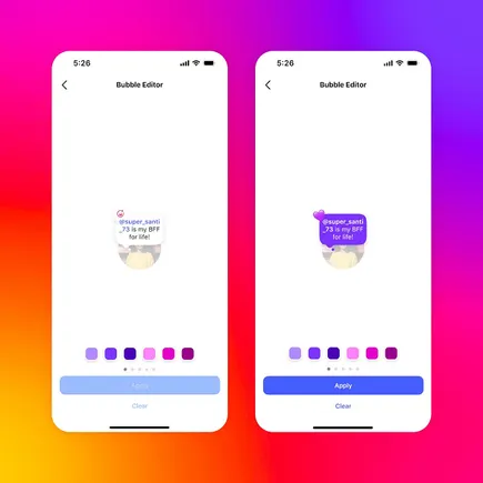 Instagram Provides Coloured Backgrounds and Emojis to Notes